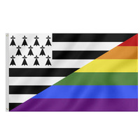 Drapeau Arc-en-Ciel LGBT de la Fierté Bretagne pour le Carnaval 3x5ft en Polyester Numérique Durable à Usage Automobile