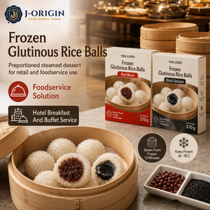 Pains de riz glutineux surgelés cuits à la vapeur, fourrés aux haricots rouges et au sésame noir, emballage en boîte de 6 pièces, dessert chinois, vente en gros - Product Image 3
