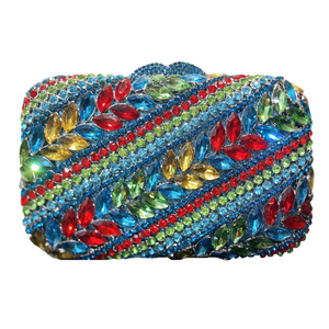 Daffgui Women Chic <b>Leaves</b> Rhinestone Clutch Evening Bag With Chain Magnetic Closure Sparkling PU Lining - Product Image 1