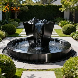 D & Z Art Group รูปปั้นน้ำพุสแตนเลสทันสมัยคุณลักษณะน้ำในสวนตกแต่งภูมิทัศน์กลางแจ้ง - Product Image 3