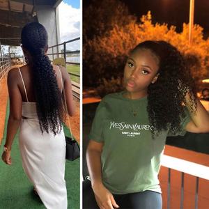 Cola de Caballo Larga y Ondulada Remy al por Mayor, Cola de Caballo Afro Rizada con Cordón, Cola de Caballo con Clip para Mujeres Negras - Product Image 5