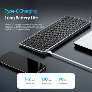 Clavier sans fil BT mini ultra-fin à double fonction, clavier en aluminium avec port Type-C <span class=keywords><strong>pour</strong></span> ordinateurs portables et tablettes, comme clavier externe - Product Image 6