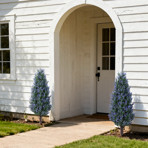 Ruopei - Árbol Topiario Artificial de Lavanda Resistente a los Rayos UV, Arbusto de Lavanda Artificial <span class=keywords><strong>en</strong></span> Maceta con Estaca para el Suelo, para Decoración - Product Image 2