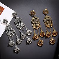 Antique ethnique indien Jhumka femmes rétro cloche longue gland boucles d'oreilles paon sculpté creux boucles d'oreilles gitane bijoux