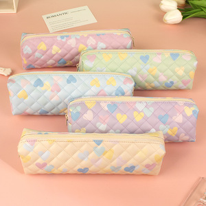 Cartoon Heart Pen Pouch Single Layer Simple Zipper <strong>Pencil</strong> Holder Portable Stationery <strong>Case</strong> for School Kids - Product Image 1