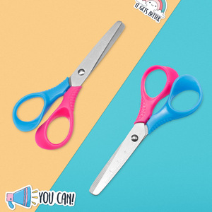 Stainless Steel Children's Scissors With Graduations Straight Head Blue Pink Purple Pink Light Dark Blue Home Use Paper Cutting - Product Image 2