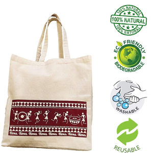 Bolsas de Compras Reutilizables de Lona de Algodón Orgánico con Impresión de Logotipo Personalizado y Asas Cosidas a Mano - Product Image 3