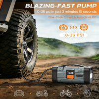 Démarreur de secours portable 7 en 1, gonfleur de pneus de voiture, batterie externe, booster de batterie métallique avec 7 fonctions essentielles