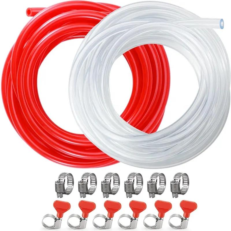 3/16 Food Safe Vinyl PVC Tubing Beer Keg Lines 5/16 CO2 Gas Line Kegerator Replacement Kit with Hose Clamps