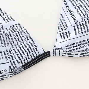 Halter Tie Back Swim Wear Micro <strong>Bikini</strong> <strong>Swimsuit</strong> Models Newspaper Print Sexy <strong>Thong</strong> <strong>Bikini</strong> - Product Image 6