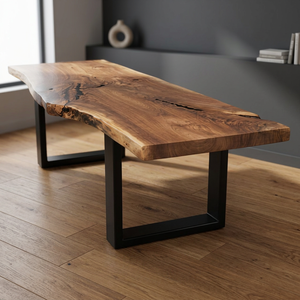 Industrial Vintage Iron Metal Solid Acacia Live Edge Wood Folding <b>Dining</b> <b>Table</b> Set Antique Design Farmhouse 6-Seater for Homes - Product Image 2