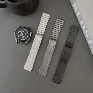 22mm 스테인레스 스틸 화웨이 스마트 시계 GT2 gt3 금속 시계 밴드 용 더블 스냅 버튼 시계 스트랩