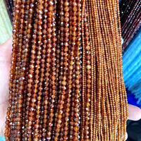 Perles de pierres semi-précieuses jaunes de 2 mm, 3 mm, 4 mm, petites perles rondes facettées en pierre naturelle pour la fabrication de bijoux, citrine, œil de tigre, pierre du soleil