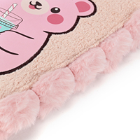 Carnet Kawaii en Peluche Doux et Moelleux avec Couverture en Sherpa à Motif Animalier de Dessin Animé, Bordure Pompon, pour Journal Intime, Cadeau Idéal pour Étudiantes