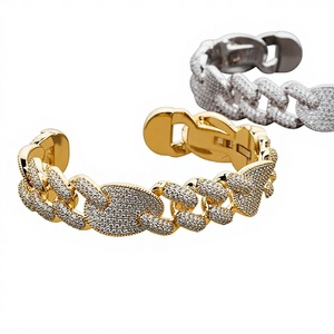 Joyería Jin Ao, Nuevo Estilo Europeo Americano, Cadena Cubana Hip-Hop de 16 mm, Superventas en <span class=keywords><strong>Instagram</strong></span>, Brazalete Multicapa Chapado en Oro Real - Product Image 1