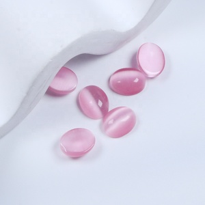 Cristal suelto sintético creado en laboratorio, gemas lisas, <span class=keywords><strong>piedra</strong></span> de forma ovalada, 8*10mm, cabujones de ojo de gato de Color rosa, piedras <span class=keywords><strong>bonitas</strong></span> de cristal - Product Image 4