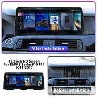 Pemutar Multimedia Mobil 12,3 Inci BMW Seri 5 F10 F11 2011-2016 GPS Navigator Seluruh Dunia CarPlay Android Auto Aux Mirror Link