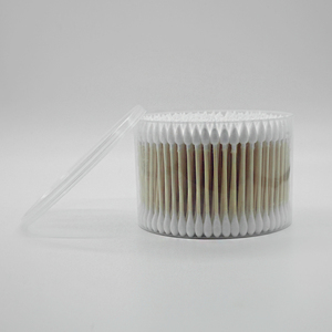 Bâtonnets de <span class=keywords><strong>coton</strong></span> en <span class=keywords><strong>bambou</strong></span> naturel, 300 pièces, embouts simples et ronds, double embout, emballage en gobelet rond portable, écologique, usage quotidien - Product Image 3