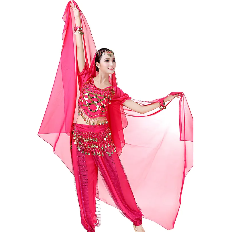 Women Chiffon Belly Dance Silk Veil Belly Dancing Costumes Big Shawl Performance 2.2m Length