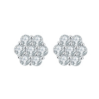 925 argent Moissanite collier Simple mode sept diamant fleur clavicule chaîne collier Bracelet et boucles d'oreilles ensemble bijoux