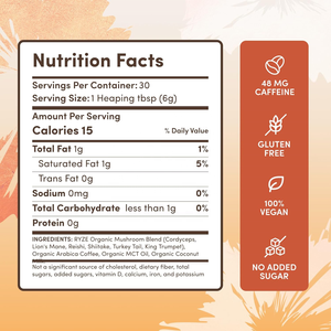 RYZE SUPER FOODS Pilz kaffee in Original qualität USDA Organic für bessere Energie mit MCT Oil Lions Mane & Turkey Tail 30 Serving - Product Image 2
