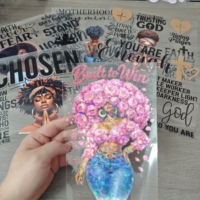 Vinilos Decorativos Holográficos Dorados A5 para Tazas, Cuadernos y Más, con Diseño de Chica Afro, Fe y Oración, Impresión de Logotipo Personalizado, Venta al Por Mayor
