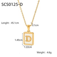 Collier Pendentif Chaîne en Acier Inoxydable Carré Géométrique Lettre Nacre Blanche Plaqué Or 18 Carats Vente en Gros