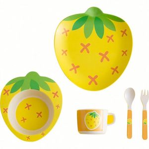 Unbreakable Bamboo Fiber Lightweight Dinnerware Sets Biodegradable <b>Kids</b> Pineapple <b>Plate</b> <b>Bowl</b> Cup <b>and</b> Cutlery - Product Image 1