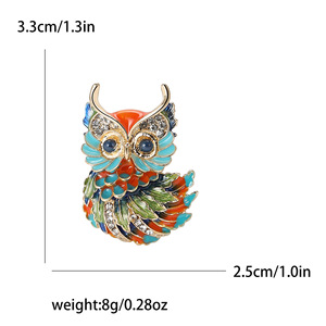 Nuevos broches de búho esmaltados para mujer, alfileres de animales con diamantes de imitación Unisex, decoración de mochila para fiesta, accesorios de ropa - Product Image 3