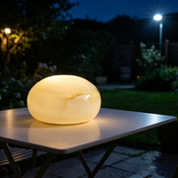 Lampe en marbre naturel sans fil rechargeable, lumière tactile à 3 niveaux de luminosité, lampe à lumière ambiante en pierre, éclairage ambiant chaud pour chambre à coucher