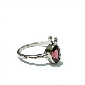 Vintage 925 Sterling <b>Silver</b> <b>Ring</b> Oval Red <b>Garnet</b> Gemstone Antique Leaf Branch Finger Fine Jewelry Wholesale - Product Image 3