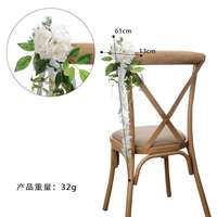 Chaise de mariage rose dos fleur ruban en forme de bande artificielle simulée en plastique soie fleur événement fête mur Table décoration