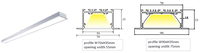W90 * h35 perfil empotrado LED Luz lineal montaje empotrado Luz de techo led lineal para tienda minorista