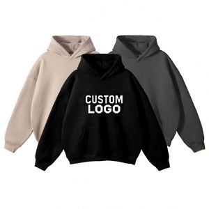 Sweat-shirts à capuche personnalisés avec logo imprimé, 100% coton, molleton épais, poids lourd, coupe oversize, pour hommes - Product Image 1