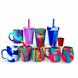 Silicone <b>Reusable</b> Coffee <b>Mugs</b> Handle Microwavable and Dishwasher Safe Unbreakable Camping Drinkware for Direct Drinking - Product Image 1