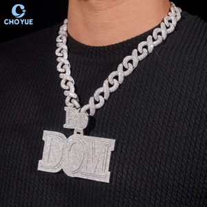<b>Custom</b> Men's Hip Hop Iced Out Moissanite Letter <b>Name</b> Pendant 925 Silver Rhodium Plated Charms Pendant <b>Necklace</b> Party Wear - Product Image 2