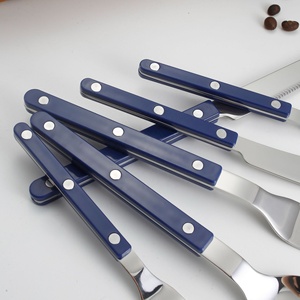 Ensemble de couverts en acier inoxydable pour restaurant avec manche en acrylique marbré <span class=keywords><strong>bleu</strong></span> rose vert - Product Image 6