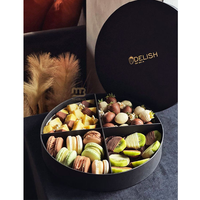 Nouvelle conception de boîte à macarons ronde de luxe avec logo, boîte de présentation pour macarons, emballage alimentaire pour pâtisserie, chocolat, cadeau, petite boîte à dessert