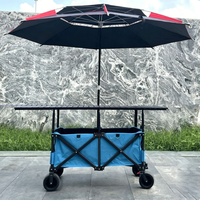 Chariot de camping d'extérieur pliable robuste à 4 roues avec auvent, hauteur réglable, multifonctionnel