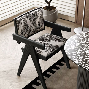 Nordic Hotel Solid Wood Modern <strong>Velvet</strong> Upholstered Dining <strong>Chair</strong> with Armrests for <strong>Small</strong> Apartment and Restaurant Use - Product Image 2