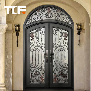 Elegant front iron <strong>door</strong> design <strong>with</strong> unique ornamental <strong>ironwork</strong> and full panel frame for luxurious home <strong>entrances</strong> - Product Image 5