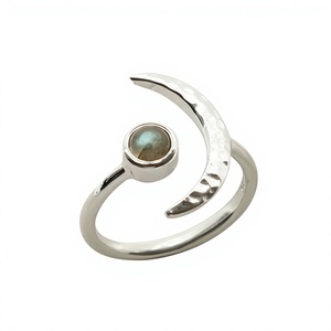 Bague Demi-Lune en Argent Sterling 925, Tendance, Chrétienne, Faite à la Main, Bijoux Fins Antiques Certifiés - Product Image 1