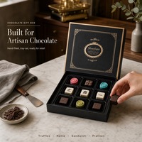 Boîte cadeau en chocolat rigide carrée de luxe avec logo personnalisé et séparateurs pour truffes, bonbons, Nama, fabricant en gros