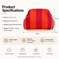 Bolso de punto tipo dumpling con tela de rizo a rayas, correa de cadena, bandolera, logotipo personalizado, OEM ODM, venta al por mayor, bolso hobo, bolso de media luna, bolso de mano