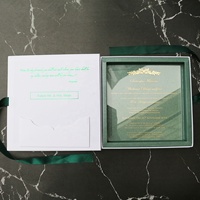 Chic Design Luxus Hardcover Clear Plexiglas Dunkelgrüne Folie Box Einladung für Hochzeit Geburtstags veranstaltungen
