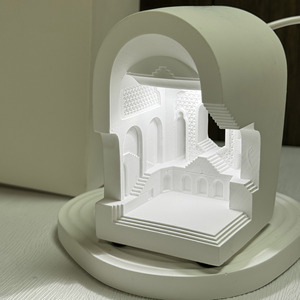 Lampe en plâtre YOGO Europe de luxe, design moderne et créatif, faite à la main, blanche, carrée, personnalisable, pour la décoration intérieure et l'étude - Product Image 5