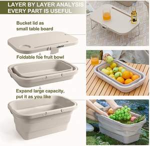 Panier de pique-nique multifonctionnel pliable en plein air beige de bonne qualité Panier de camping en plein air pliant portable avec table - Product Image 6