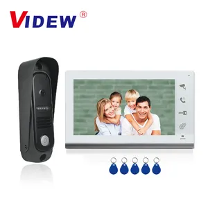 Système d'interphone de sonnette vidéo filaire 4 RFID déverrouiller la sonnette de caméra avec écran de 7 pouces Vision nocturne téléphone de porte de maison pour Villa