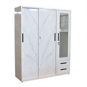 Armadio Moderno in Legno Bianco con 3 Ante Scorrevoli <span class=keywords><strong>a</strong></span> <span class=keywords><strong>Specchio</strong></span>, Design Semplice dal Pavimento al Soffitto, Arredamento per Camera da Letto - Product Image 1
