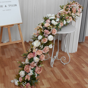 TIK TOK INStagram 가짜 도매 리얼 터치 인공 장미 꽃 러너 결혼식 장식 인공 장미 실크 꽃 - Product Image 4